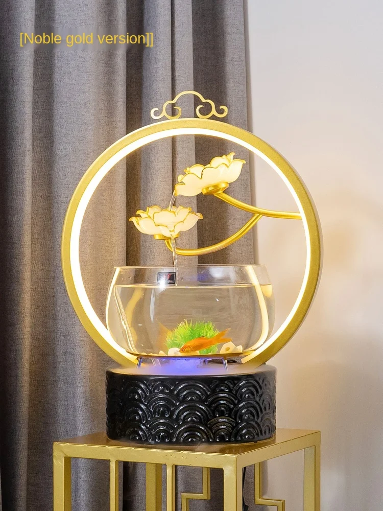 TT Chinese Style Fish Globe Small Desktop Creativity Circulating Water Floor Home Ornaments Small Fish Tank