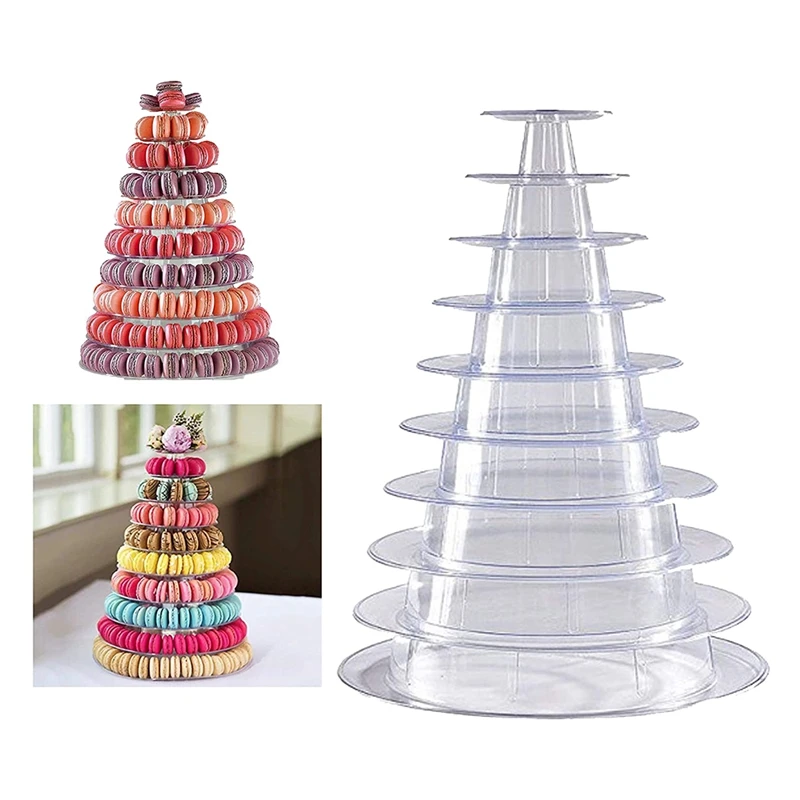 10 Tier Cupcake Holder Stand Round Macaron Tower Stand Clear Cake Display Rack for Wedding Birthday Party Decor