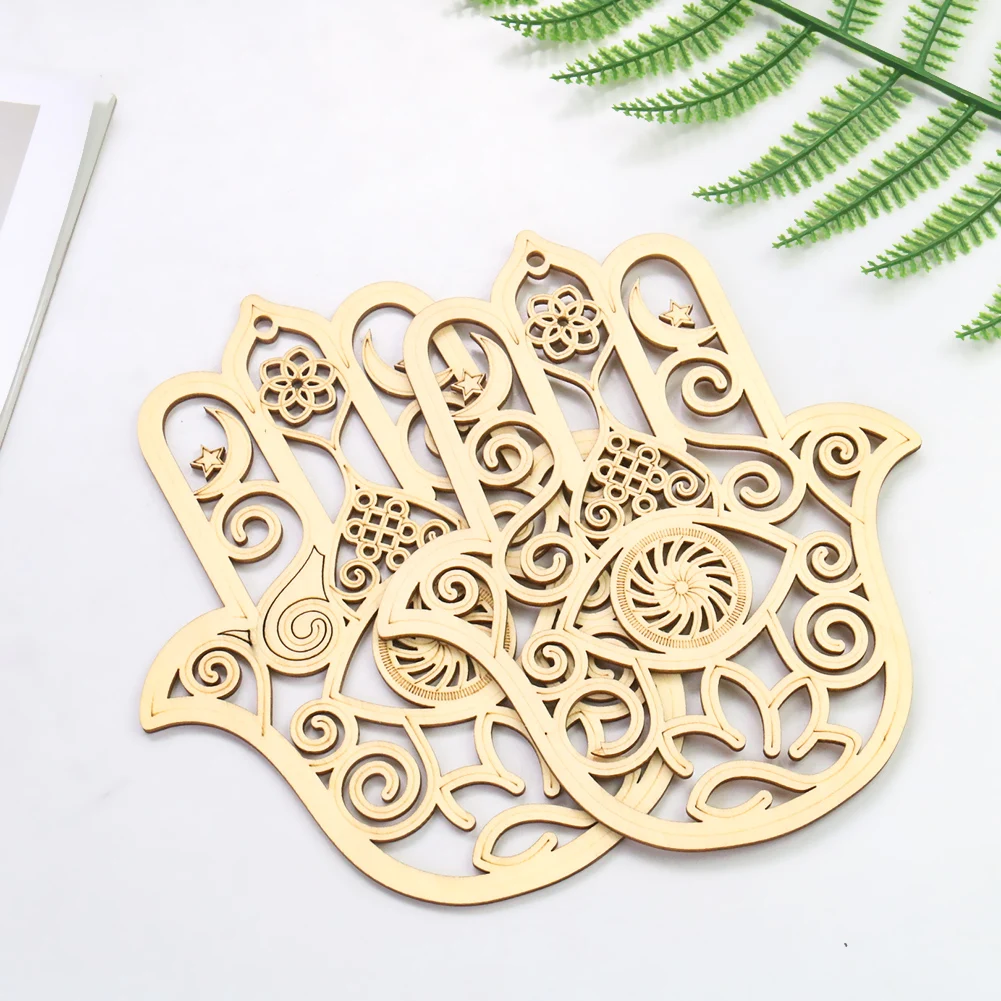 2 SZTUK Drewniany wiszący Fatima Hamsa Ręka Niebieskie oko Charms Wisiorek Dekoracja ścienna Ręcznie robione rzemiosło Dekoracja domu Ozdoba świąteczna