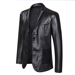 New Fashion Leather Jackets Men's Jacket Button Outwear Men's Coats 2024 Spring Autumn PU Jacket Coat Plus Size 5XL 6XL 7XL