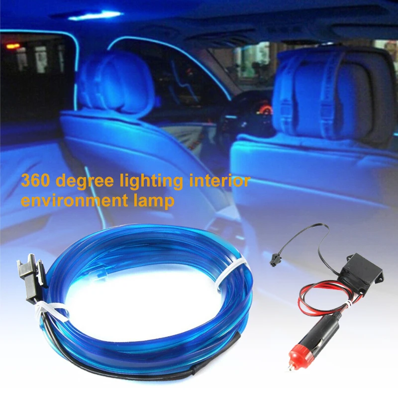 Car LED Interior Ambient Light Decor Atmosphere Optical Fiber Lamp Door Light 2M