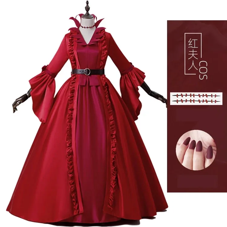 COSLEE Game Identity V Mrs. Red Mary Marie Bloody Queen Lolita Dress Cosplay Costume Halloween Party Outfit Unisex NEW