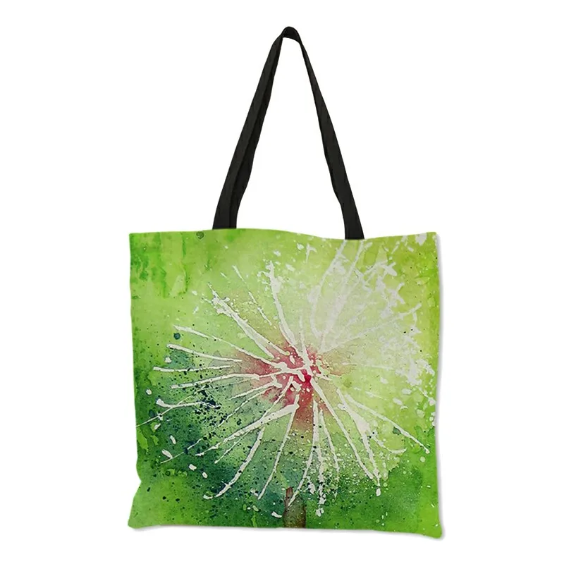 2018 Fashion Women Totes Dandelion Prints Eco Linen Travel School Handbag Sac De Courses Casual Practical for Ladies Girls