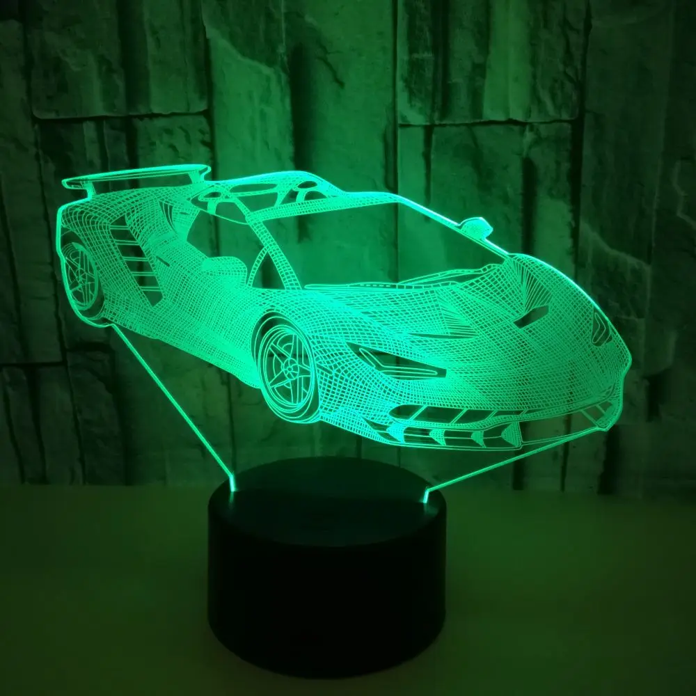 Cool Supercar 3D Lamp LED USB Fashion Grand Touring car Night Light Boys Kids Gifts Home Bedroom Desk Beside Sleeping Decor