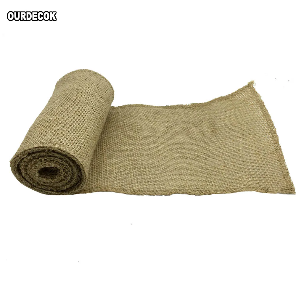 

10 Pcs/lot 15*240CM Burlap Roll Jute Hessian Burlap Chair Bow Table Runners for Wedding Decoration Vintage Home Party Supplies