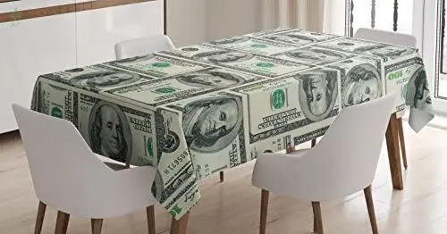 

Money Tablecloth Dollar Bills Of United States Federal Reserve With The Portrait Of Ben Franklin Dining Room Table Cover