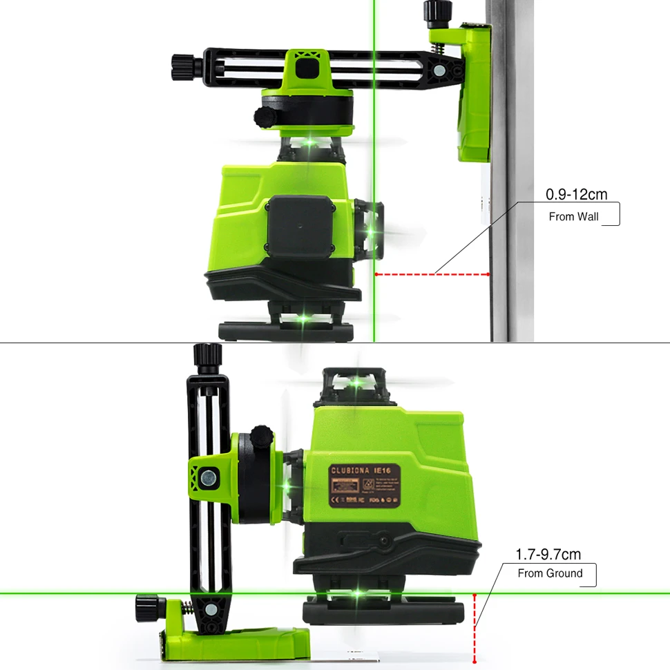 Clubiona 4D German Laser Core Floor and Ceiling Green Lines Remote control Laser Level With 5000mahs Li-ion battery