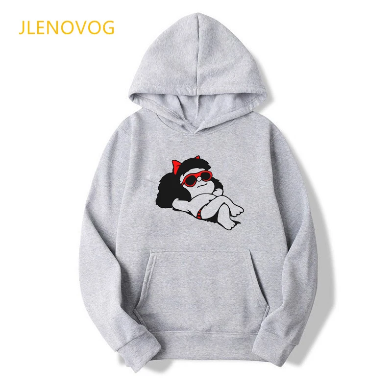 Damen Hoodie Cartoon PAZ Mafalda Oder QUIERO Cafe Gedruckt Damen Grafik Sweatshirt Harajuku Lustige Hoody Bluse Top Drop Shipping