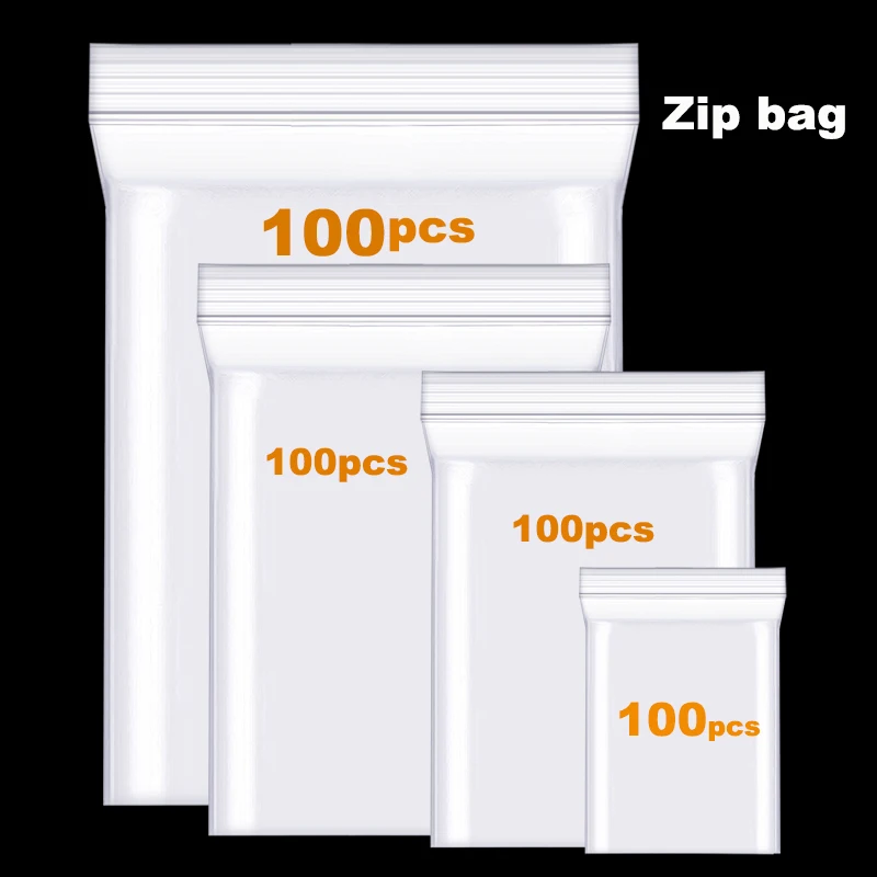 100pcs Clear Thick Heavy-Duty Zip Lock Ziplock Storage Bag Package Plastic Small Reclosable Poly Bags Thicken 3.6MIL 0.08mm