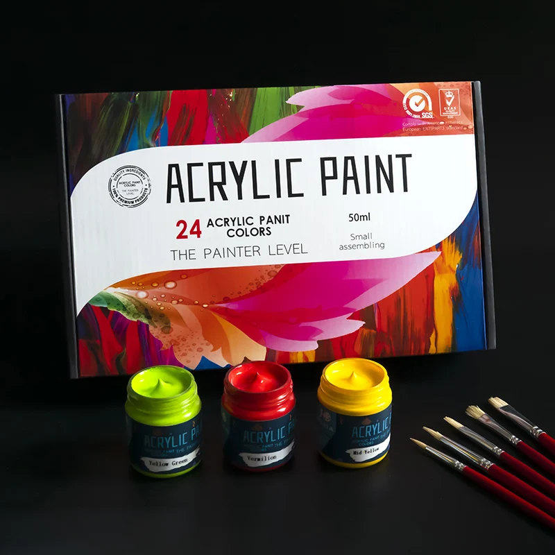 Acrylic Paints Set 12/18/24 Colors Professional 50ml Artist Drawing Painting Pigment Hand Painted Wall Paint Clothes