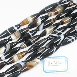 Multi-Size Natural Black Onyx Agate Oval Shape beads 15