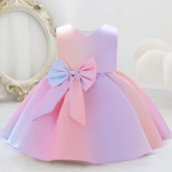 Summer Newborn Baptism 1 Year Birthday Dress For Baby Girl Colorful Princess Dresses Party Dress Child Costumes Gradient