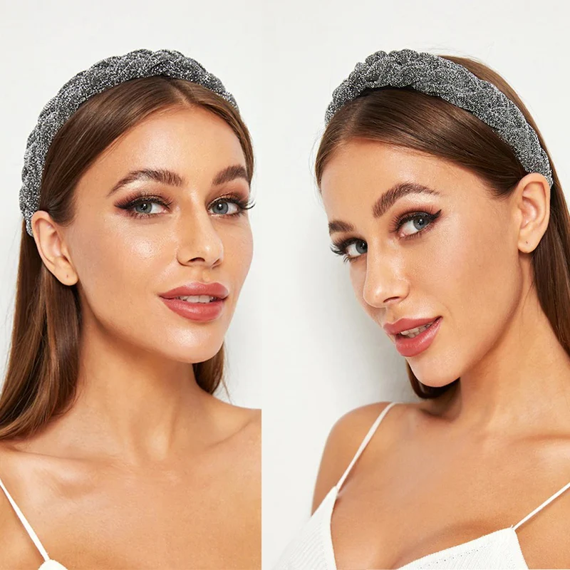 MOLANS Hair Accessories Wide Shiny Weaving Hairbands Braided Headband Hair Hoop Fashion Hair Bands Bezel Headdress image 4