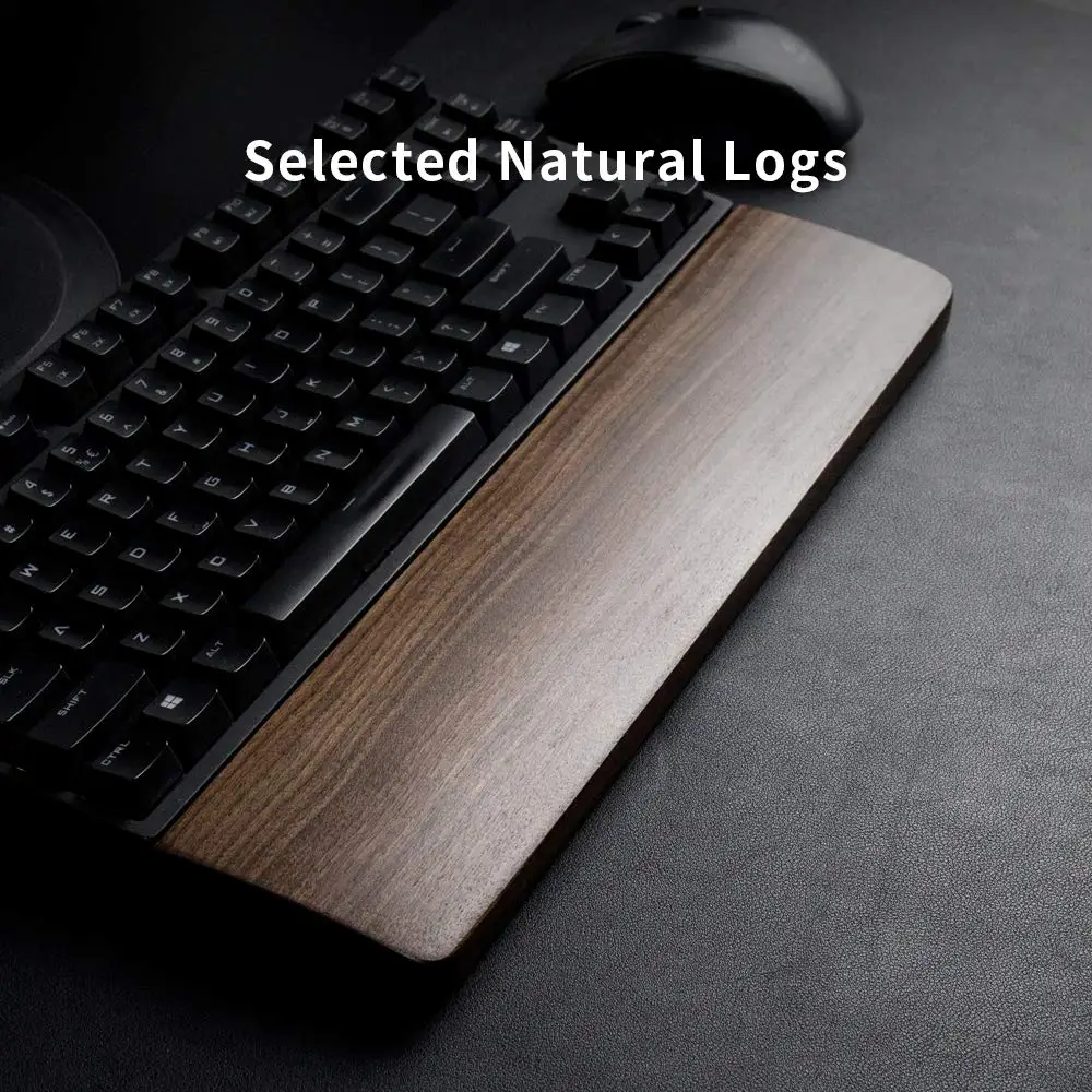 Reposamuñecas con teclado de madera de nogal, ergonómico, para Gaming, escritorio, almohadilla para la muñeca, fácil de escribir, alivio del dolor, duradero y cómodo