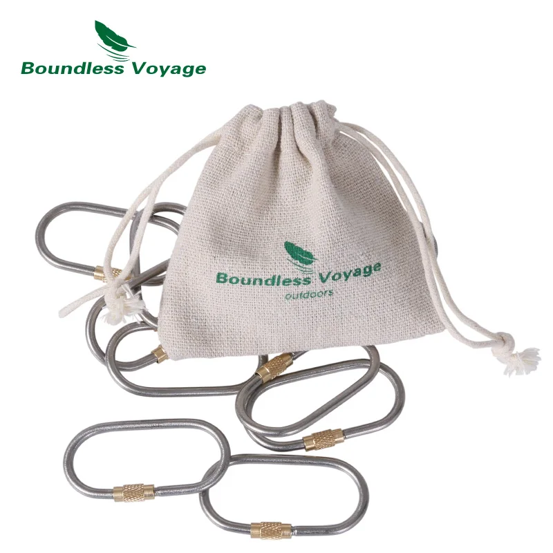 Boundless Voyage Titanium Carabiners Outdoor Camping Hook Buckle with Lock Climbing Accessories Quickdraws
