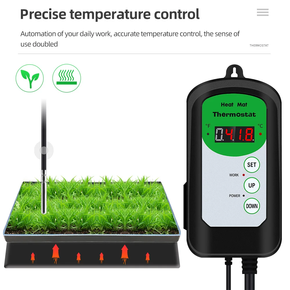 Cyfrowy mata grzewcza termostat 1000W regulator temperatury dla rośliny hydroponiczne kiełkowanie nasion gady warzenia artykuły dla zwierząt