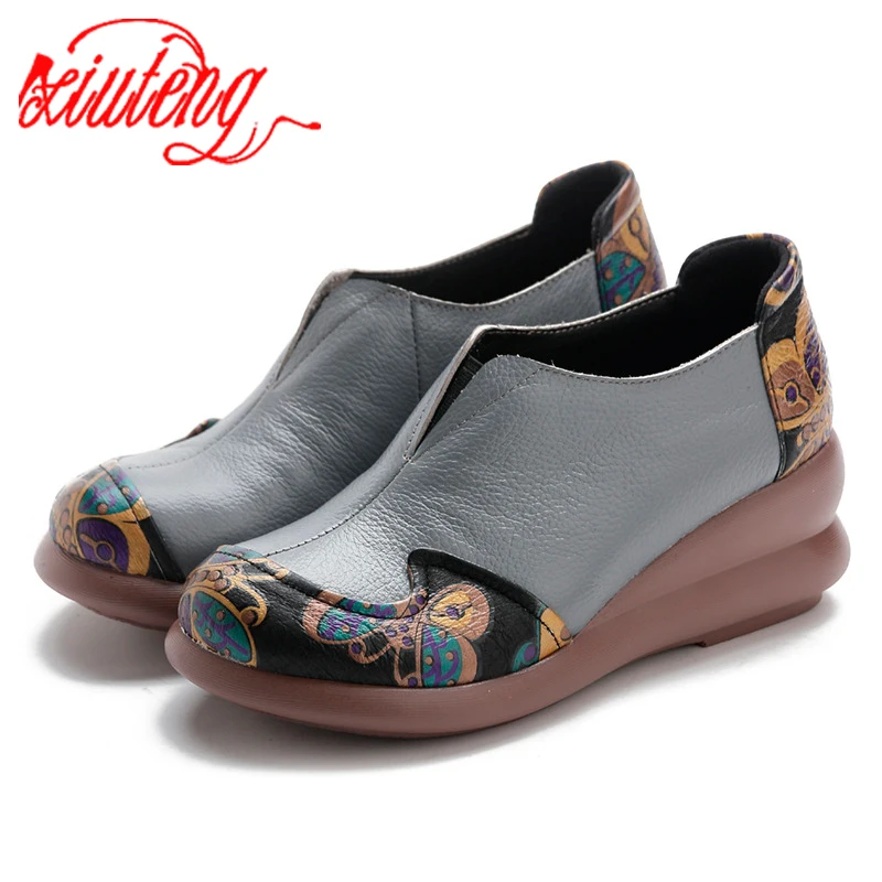 Xiuteng New Spring Autumn Shoes donna piattaforma piatta in pelle di mucca scarpe da donna mocassini da donna Sneakers con suola spessa