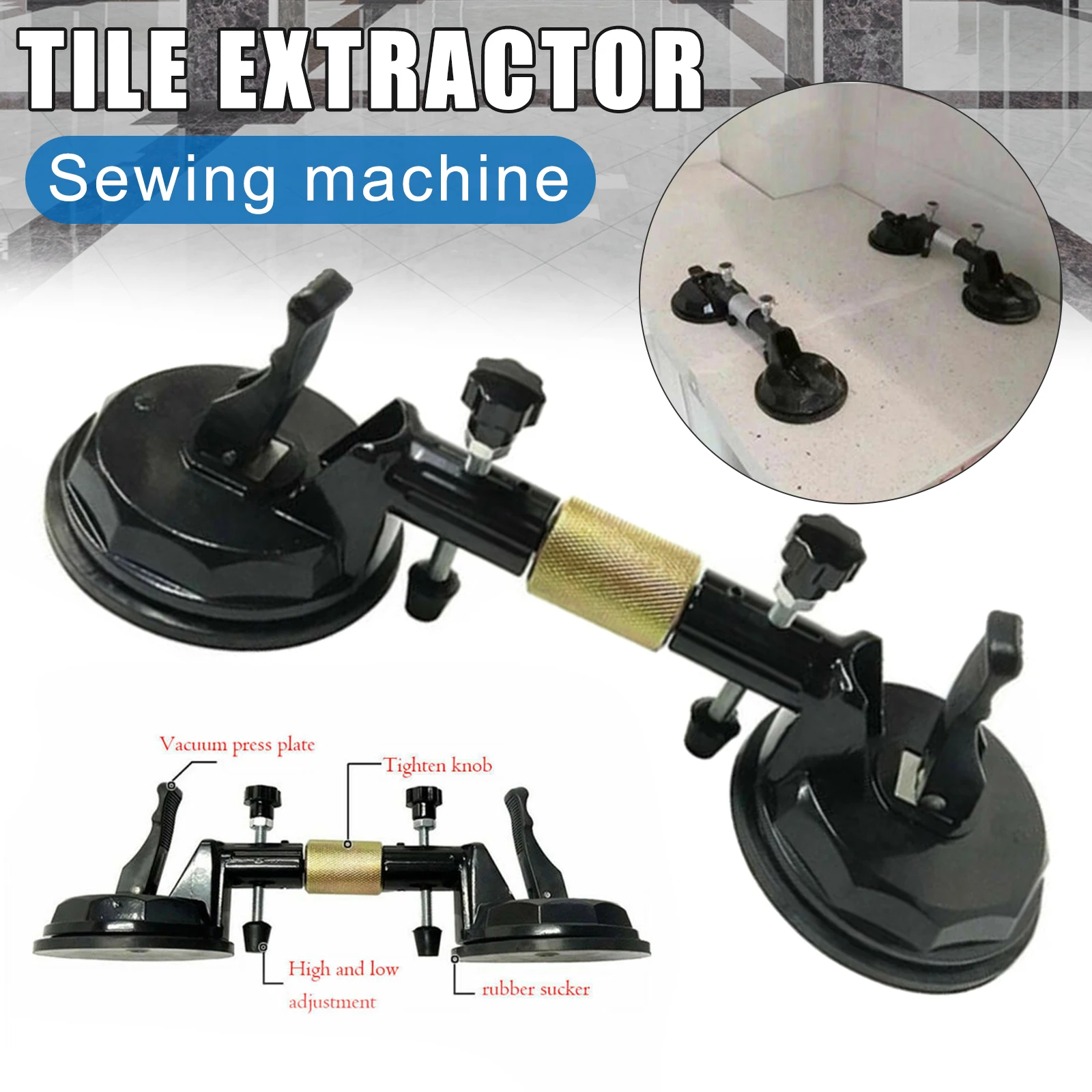 Adjustable Suction Cup Stone Seam Setter for Pulling and Aligning Tiles Flat Surfaces Construction Facility Parts Hand Tools