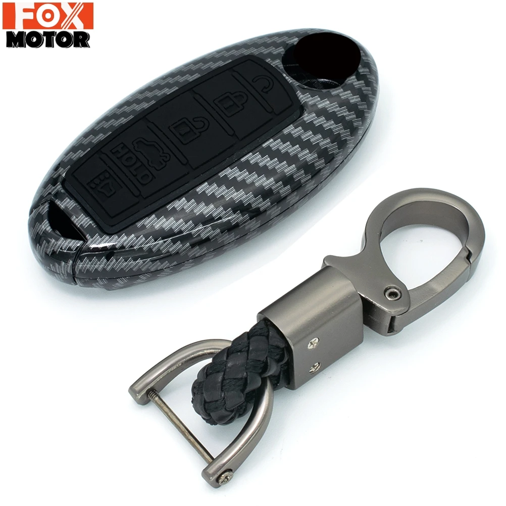 

5 Button Carbon Fiber Remote Key Fob Shell Case Cover Holder For Nissan Qashqai Rogue Murano Maxima Altima Sentra Pathfinder