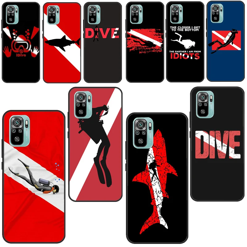 Dive Scuba Diver Shark Diving For Xiaomi Redmi Note 9 7 8 Pro 8T 9S Note 10 Pro Case For Redmi 9C 9A 8A 7A 9 9T Coque