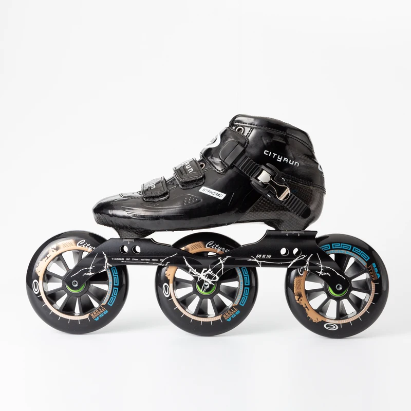 

CITYRUN 3 wheels inline speed skates shoes for 3X110mm skating base 110mm 85A PU carbon fibre vulcan standard race track patines