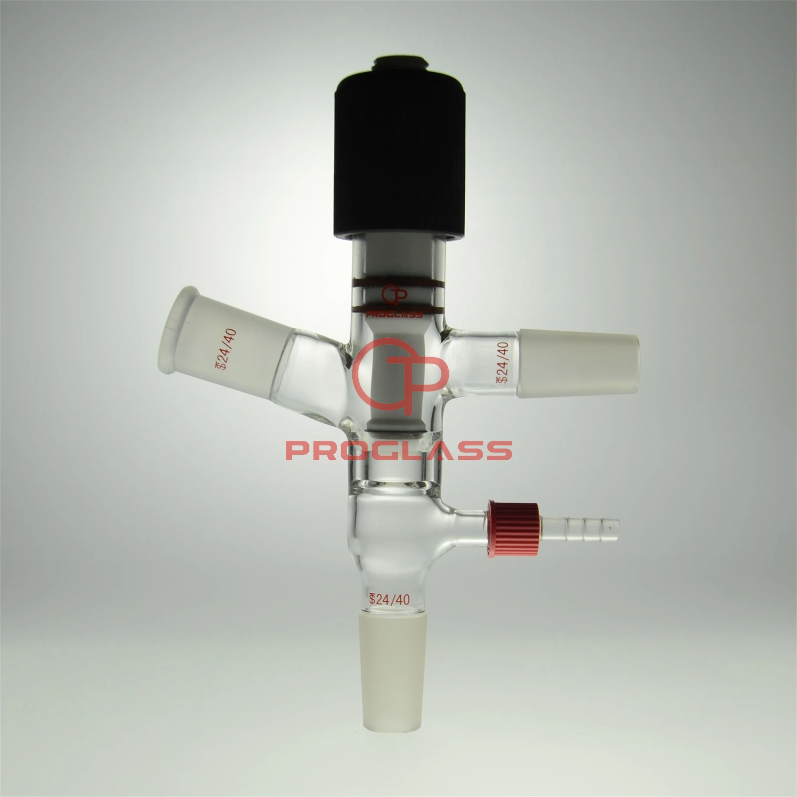 Laboratory Improved Glass Vacuum Cut Off Adapter with Joints 24/40 and GL14,75°