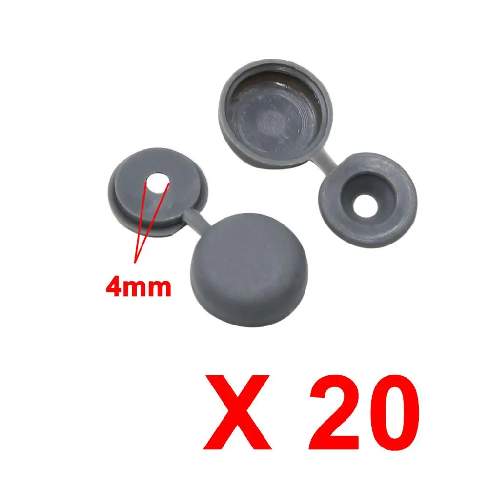 Uxcell 20pcs Gray Hinged Screw Cover Cap Plastic Protective Clips Screw Fold Snap Caps Cover 4mm for Auto Car Decoration