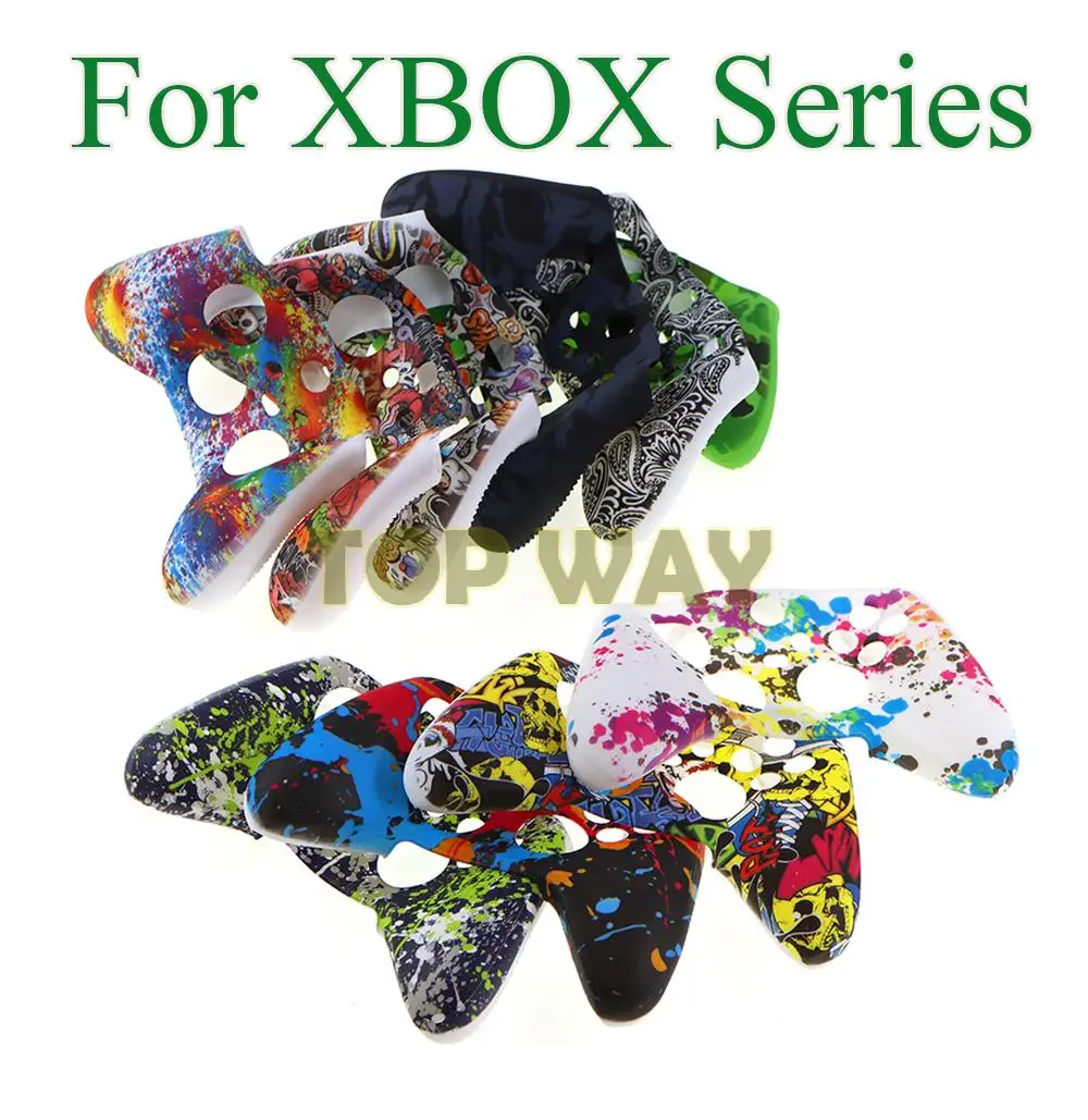 10PCS For XboxSeries X/S Water Transfer Printing Protective Skin for Microsoft Xbox Series S X Controller Silicone Case Cover