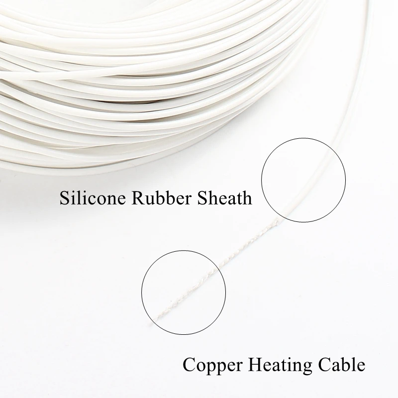 Silicone Rubber Alloy Copper Heating Wire Cable Infrared Warm Dry Freeze Frost Water Fire Pipe Underfloor Floor Sewer 12V 220V