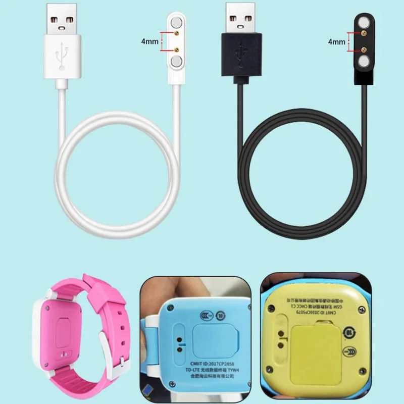 4มม./7.62มม.ระยะห่างของUSBเด็กสมาร์ทนาฬิกาชาร์จ2pin/4pin Universalสายรัดข้อมือสร้อยข้อมือสายชาร์จสายชาร์จ