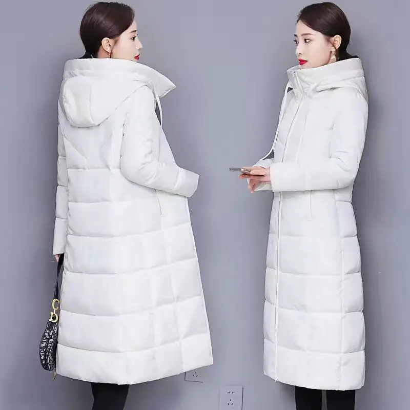 Gepolsterte Jacke lange Mode Winter Jacke Frauen Dicke Daunen Parkas weibliche Dünne Winter Warme Mit Kapuze Mantel Für Frauen