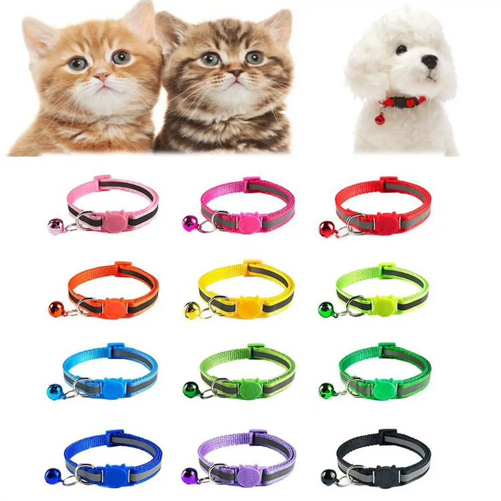 With Bell Night Safety Cute Pet Products Nylon Reflective Cat Necklace Cat Accessories Cat Collar Pet Collars