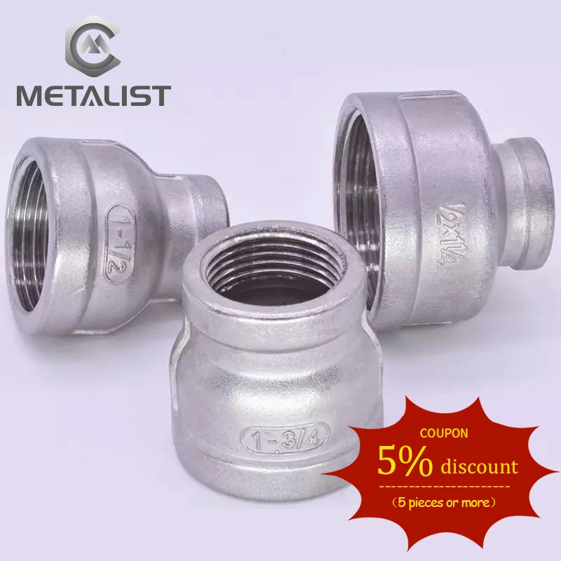 METALIST High Quality DN50.DN40.DN32.DN25 BSP Female Thread SUS304 Socket Reducer Pipe Fittings Connector Adapter