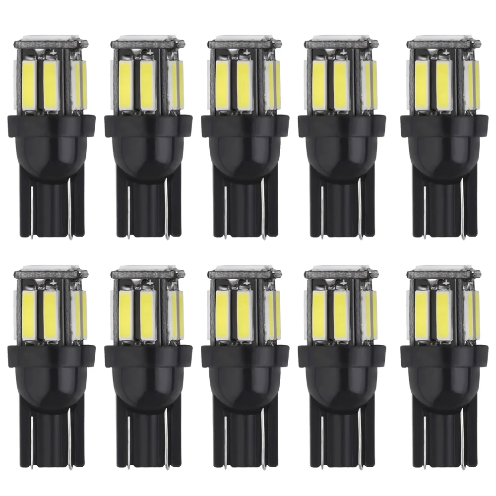 

10PCS Super White Ice Blue Car Styling Car LED T10 194 W5W 10SMD 7020 LED Light Bulb Parking Auto Wedge Clearance Lamp 12v