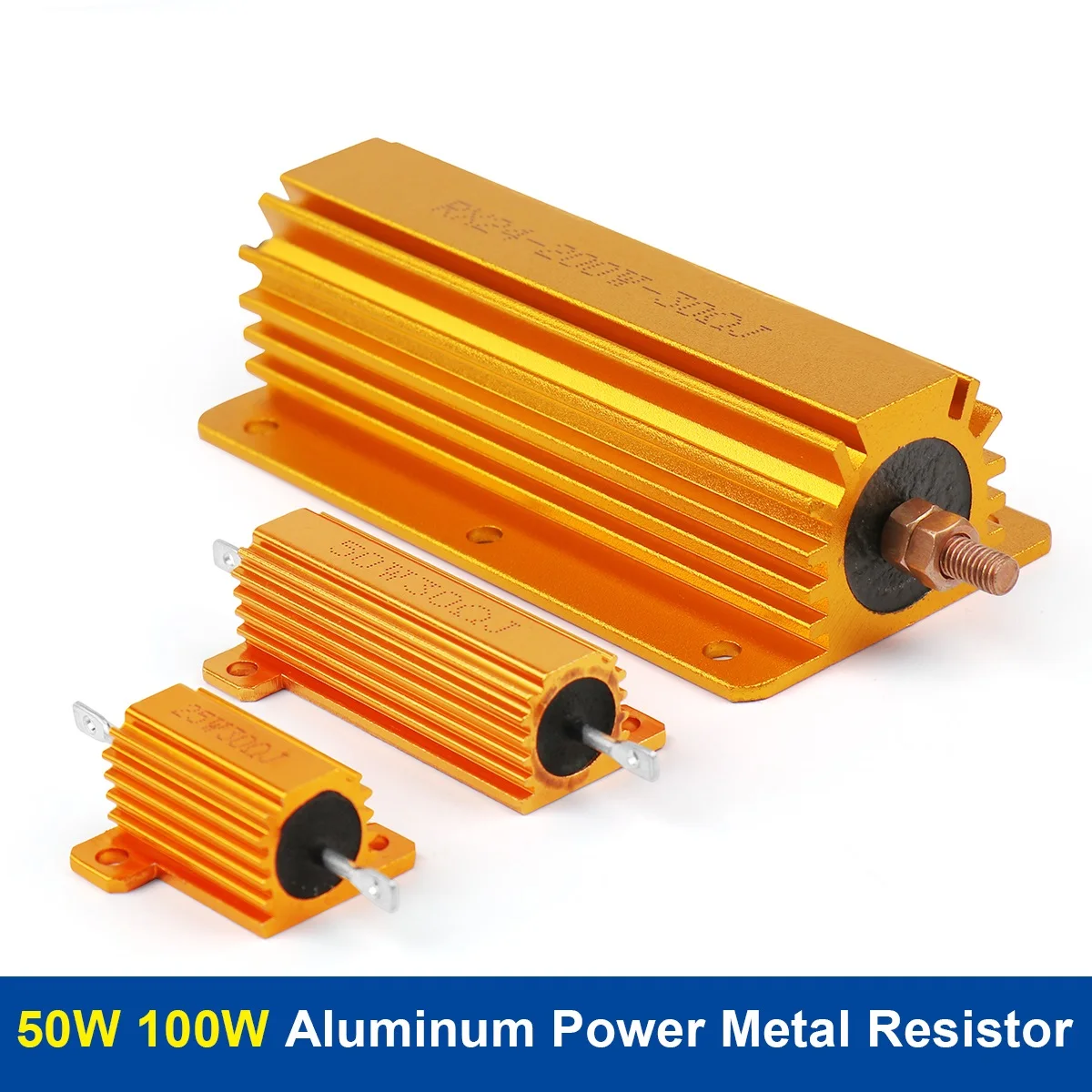 1 sztuk 50W 100W aluminiowa obudowa rezystor drutowy RX24 0.1R ~ 10K 5 6 8 10 20 100 150 1K 10K ohm złoty rezystory