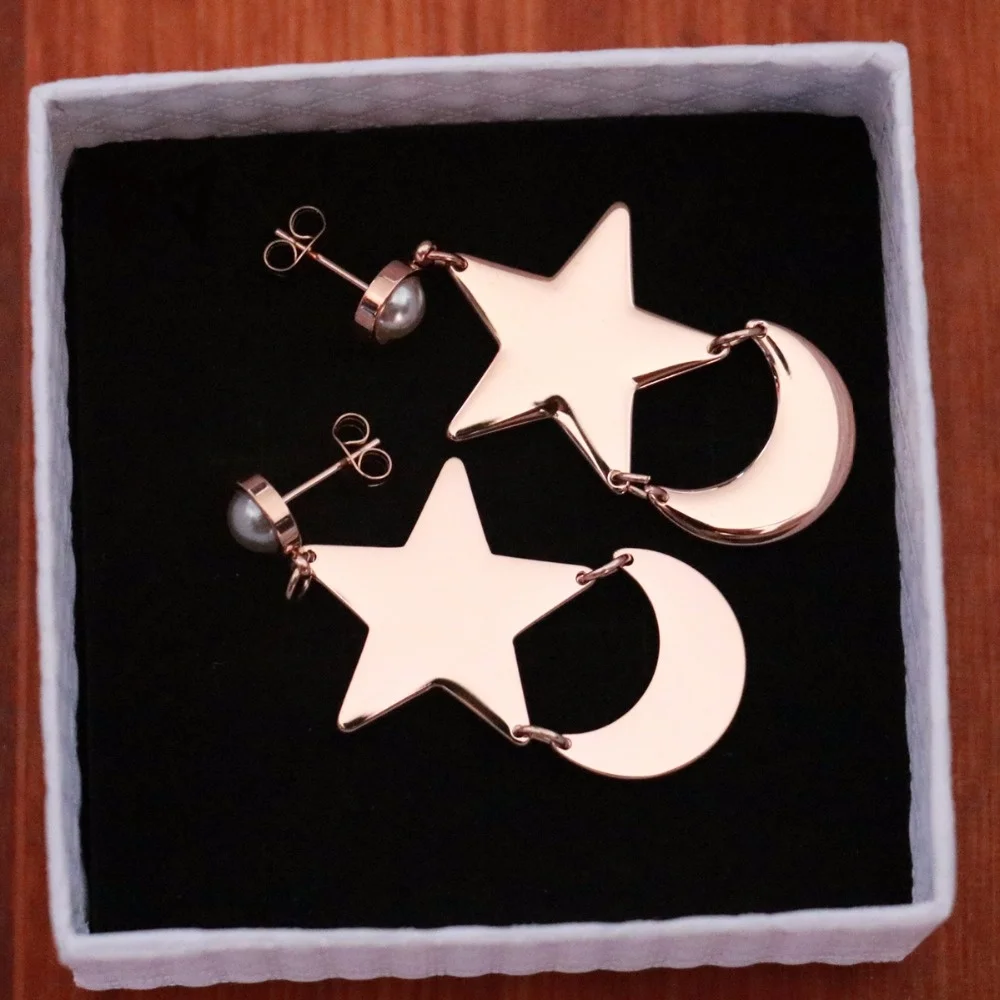 

MMGG Crystal Tsuking Princess Serenity Moon And Stars Style Earrings Anime Cosplay Costume Accessories Jewelry