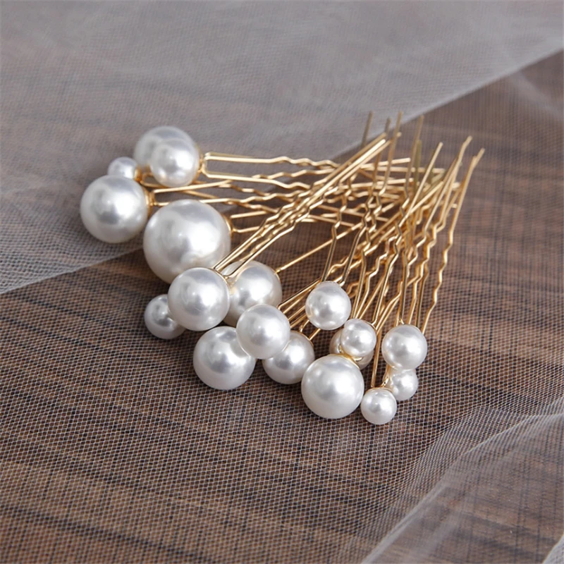 Women U-shaped Pin Metal Barrette Clip Hairpins Simulated Pearl Bridal Tiara Hair Accessories Wedding Hairstyle Design Tools image 3