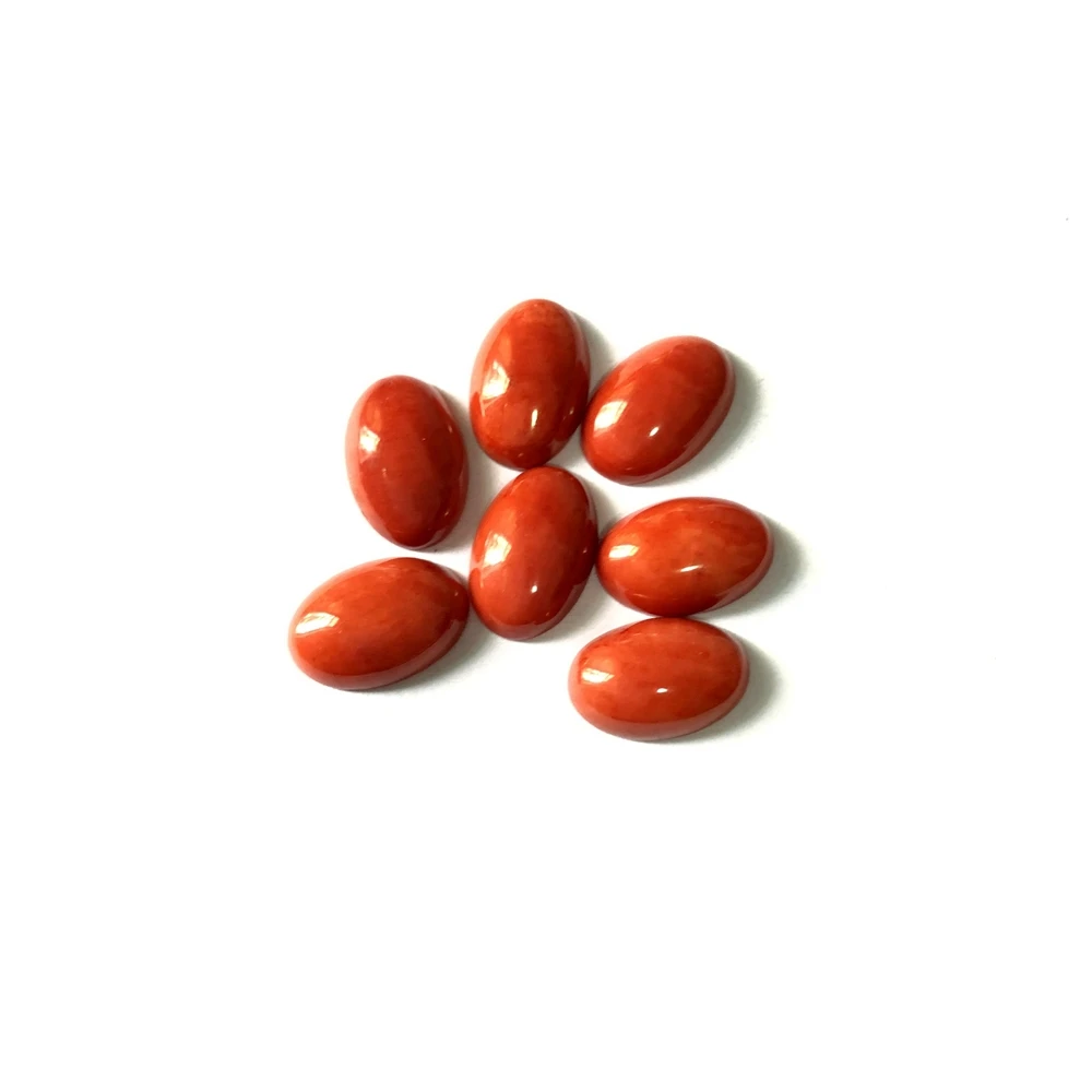 Wholesale 2pcs Natural Orange Coral Bead Cabochon,6mm 8x12mm 10x14mm Oval Sea Bamboo Coral Bead Cabochon Ring Face For Jewelry