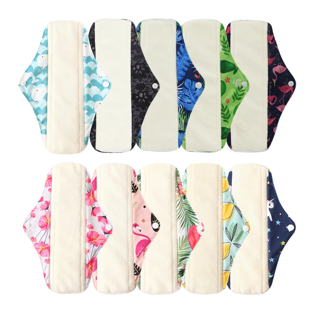 Sanitary Pads Organic Bamboo Charcoal Washable Menstrual Panty Liner Leakproof Cloth Towel Reusable Period Feminine Hygiene Pads