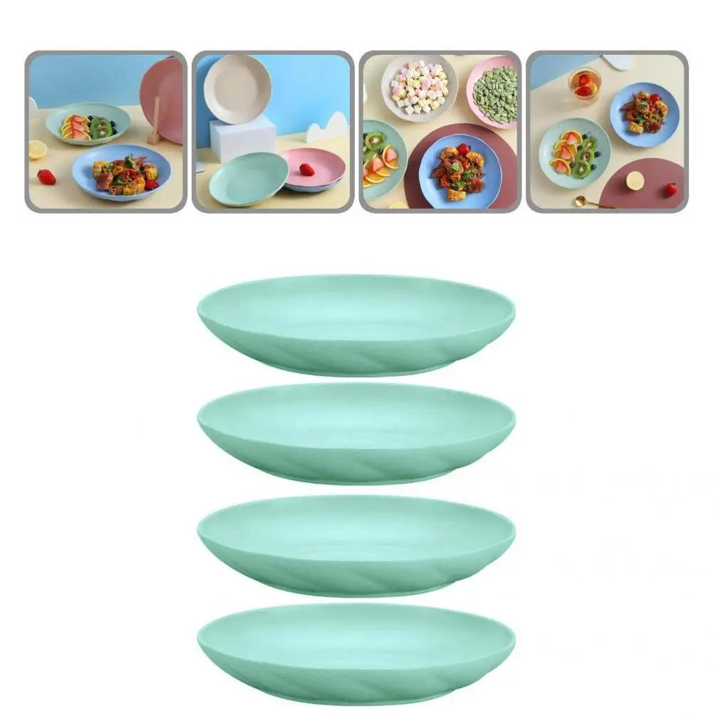 Eco-friendly 4Pcs Innovative Portable Heightened Bottom Dessert Plate 4 Colors Dining Plate Anti-deform   for Kitchen