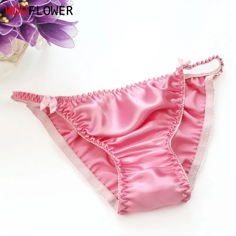 5pcs/lot Women Panties 100% Natural Silk Sexy Bikini Briefs Underwear Lingerie Everyday wear Intimates M/L/XL/XXL MS001
