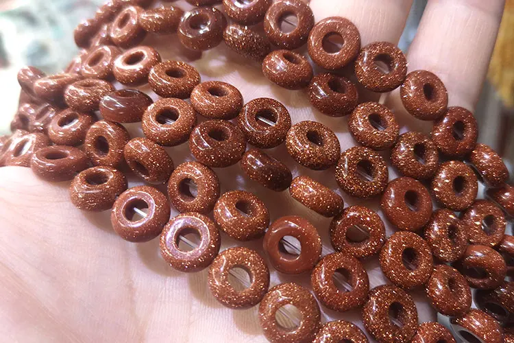 Natrliche Rad 5MM Groe Loch Golden Sand Stein Lose Runde Edelstein Stein  Spacer Perlen Fr Schmuck Machen DIY Armband ohrringe 10MM - AliExpress 36
