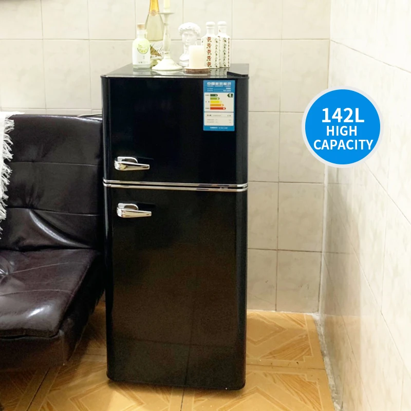 BCD-142UM ثلاجة ذات بابين المنزلية الصغيرة 142L سعة كبيرة الرجعية ثلاجة صغيرة التجميد السريع/التبريد
