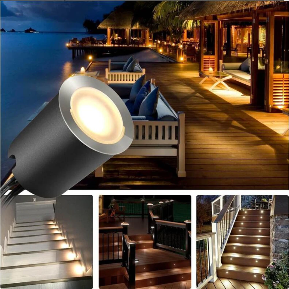 6/8pcs LED Deck Lighst Solar Powered 12V Underground Lights Recessed Stair Floor Lamps Waterproof IP67 Landscape Garden Lighting