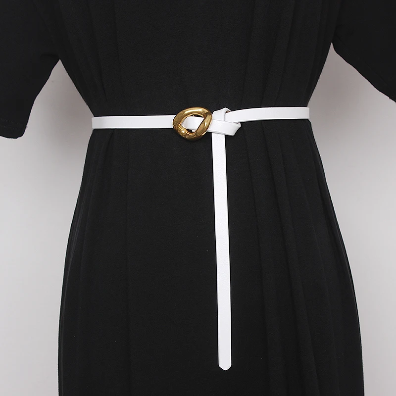 ผู้หญิงรันเวย์แฟชั่นหัวเข็มขัดทองของแท้หนัง Cummerbunds หญิงชุดรัดตัวเข็มขัดเข็มขัดตกแต่งเข็มขัด TB1767