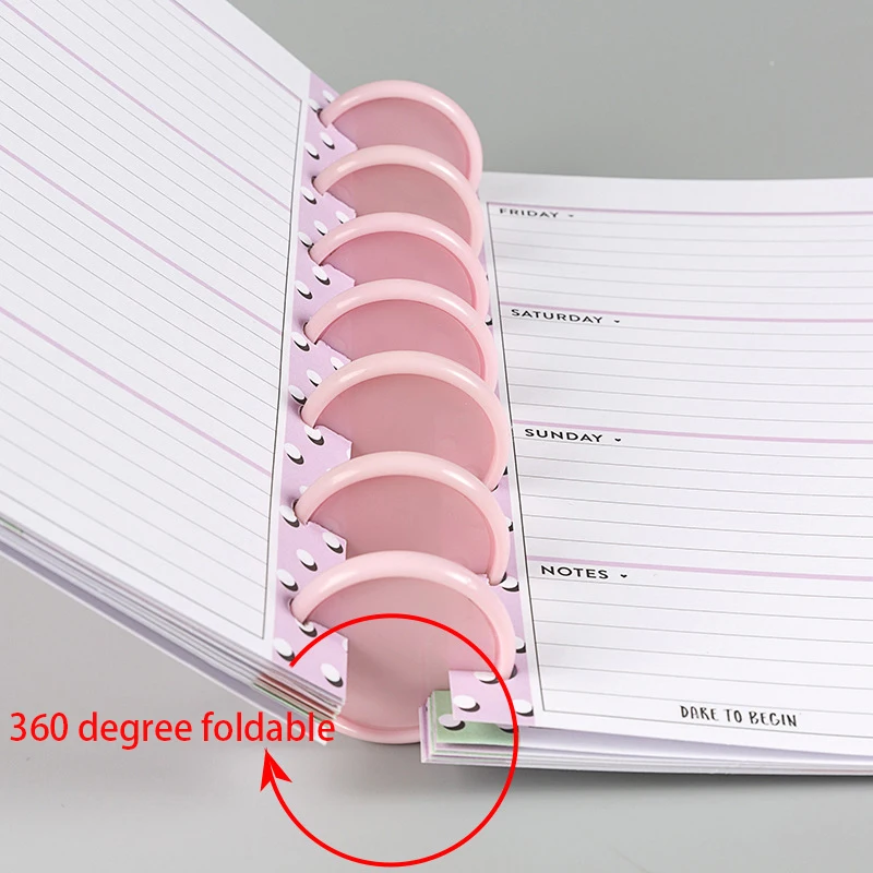 Pink Mushroom Hole Binding Discs Notebook Binder Rings Mushroom Planner Button 360 Degree Foldable DIY Scrapbook Accessories