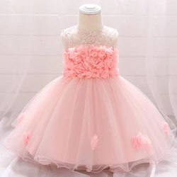 3 6 9 12 18 24 Months Baby Girls Dress Infant Birthday Party Flower Dresses Christmas Cute Little Princess Dress Newborn Clothes