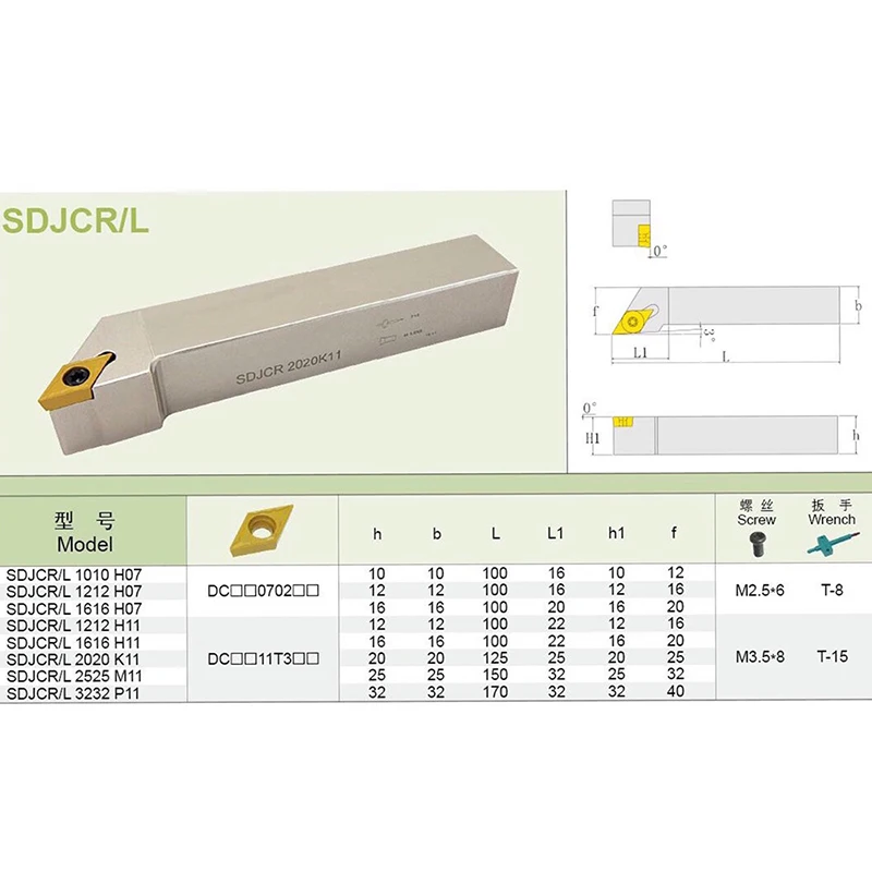 SDJCR SDJCL External Turning Tool Holder CNC Lathe Cutter SDJCR1212H11 SDJCR1616H11 SDJCR2020K11 For Turning Inserts DCMT11T304