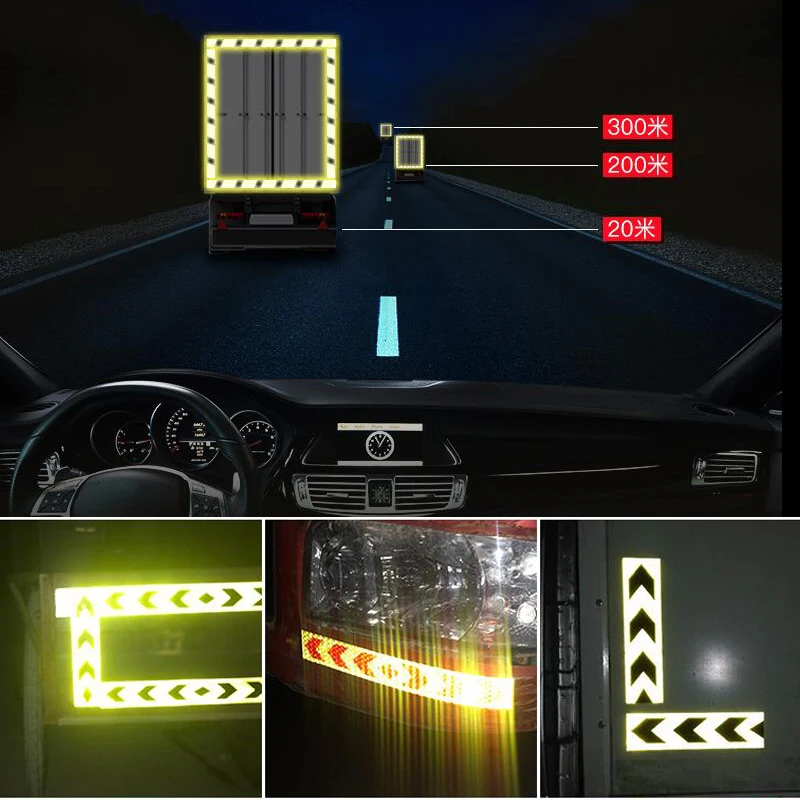 5cm x 50m/Roll Pfeil Reflektierende Sicherheit Sicherheit Band Streifen Kleber Auto Aufkleber