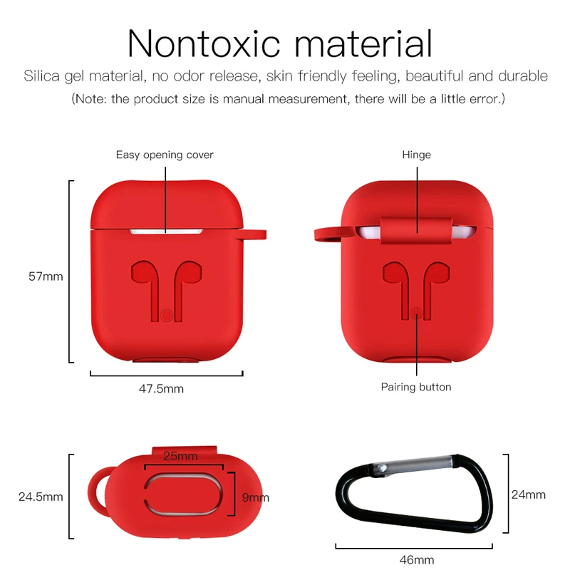 Custodia morbida in Silicone Anti-smarrimento per AirPods 1 2 custodie per auricolari con copertura a gancio borse per scatola di ricarica compatibili con Bluetooth Wireless